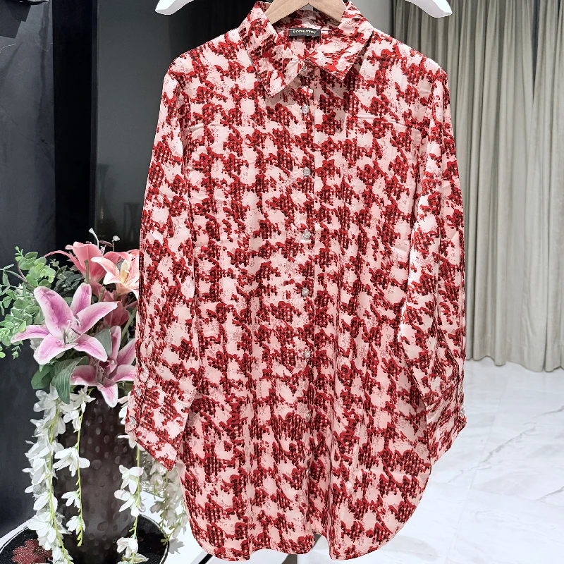 Abstract Red Pure Soft Slik Shirt