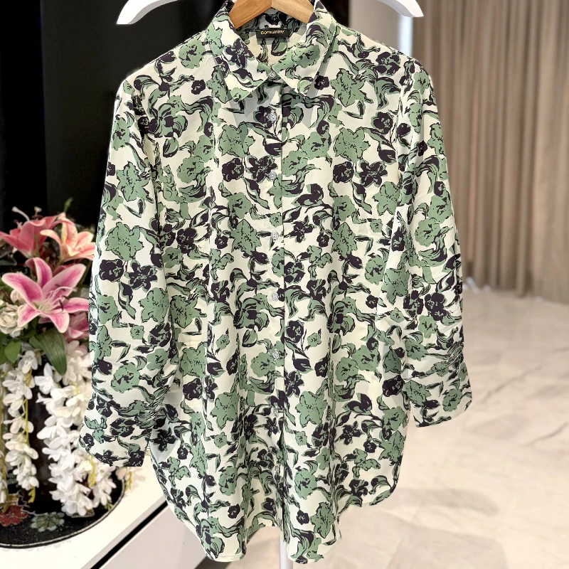 Botanical Green Soft Silk Shirt